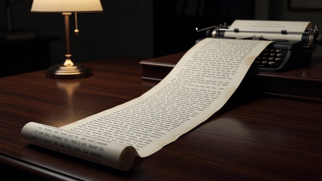 Abstract illustration of a single continuous scroll of text extending into the distance, symbolizing a modeless document interface